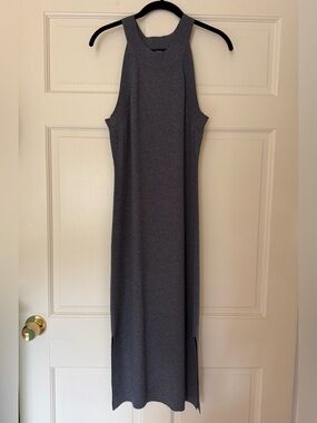 Theory- Sleeveless marled blue/gray Knit Midi Dress